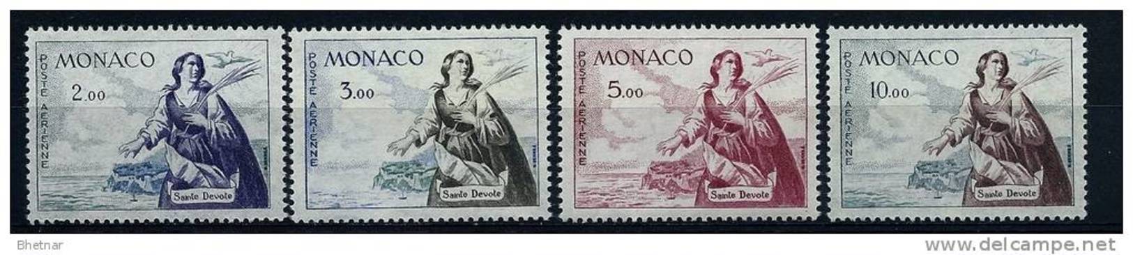 Monaco Aerien YT 73 75 77 78 (PA) " Sainte Dévote Patronne-Principauté " 1960 Neuf** - Posta Aerea