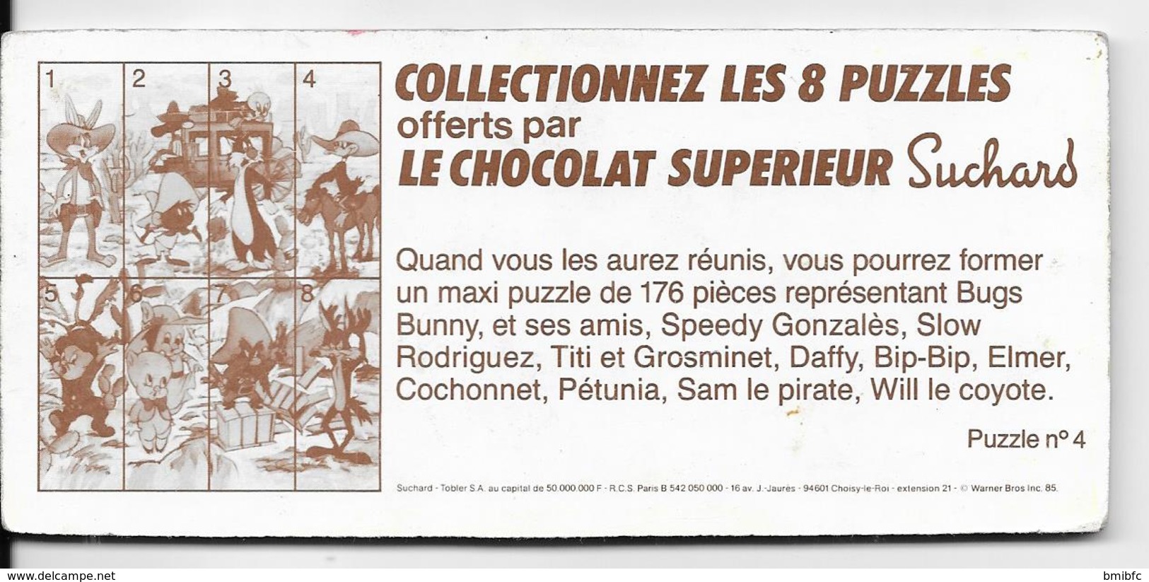Puzzle N° 4- Offert Par Le Chocolat Supérieur Suchard - Série Bugs Bunny - Puzzels