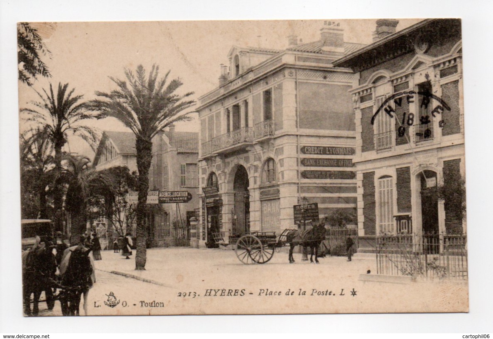 - CPA HYÈRES (83) - Place De La Poste 1915 - Edition L. O. 2913 - - Hyeres