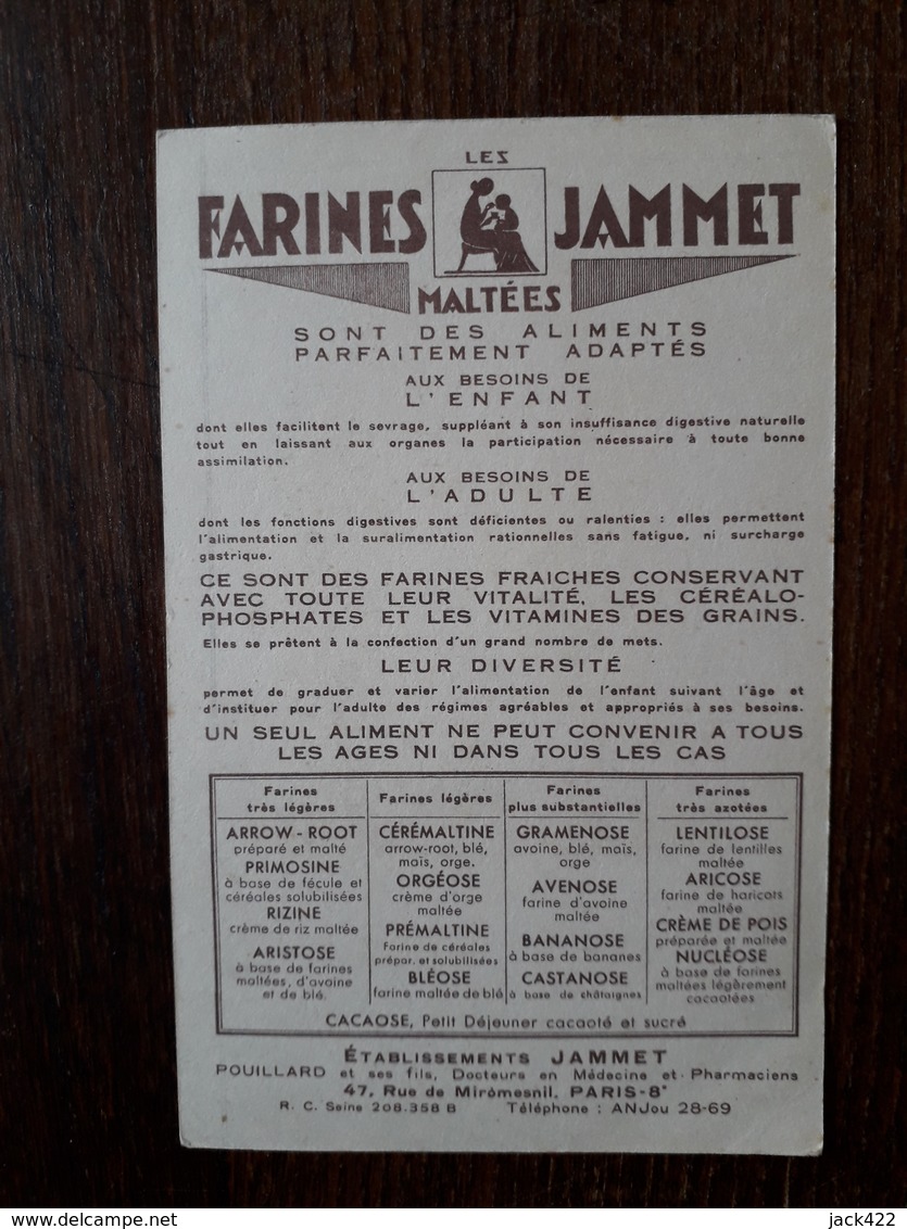 L23/112 Carte Publicitaire FARINES JAMMET - Le Nivernais - Dessin Jean Droit - - Droit