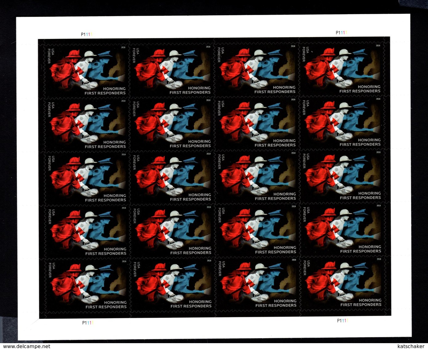 812389918 2018 SCOTT 5316 PANE  POSTFRIS MINT  NEVER HINGED EINWANDFREI (XX)  HONORING FIRST RESPONDERS PANE - Unused Stamps