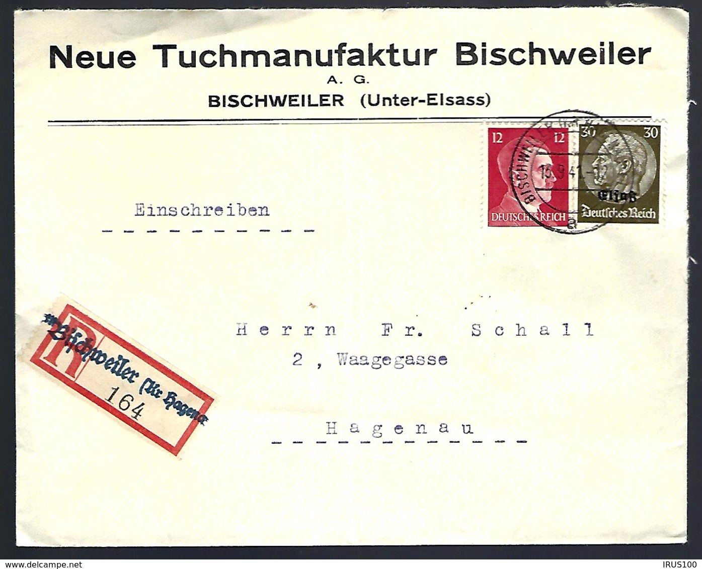 RECOMMANDÉ EN PROVENANCE DE BISCHWEILER - BISCHWILLER - 1941 - - Other & Unclassified