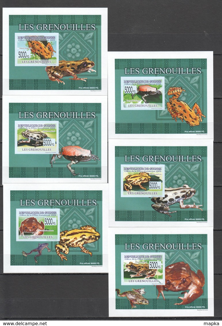 ZZ593 !!! IMPERFORATE 2009 REPUBLIQUE DE GUINEE ANIMALS REPTILES FROGS GRENOUILLES 6 LUX BL MNH - Frogs