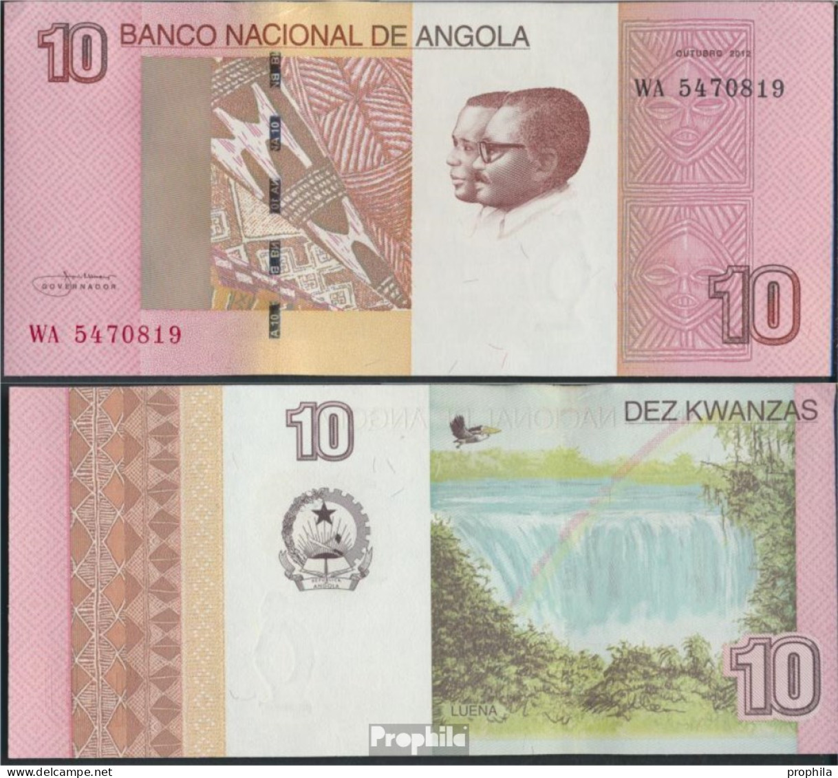 Angola Pick-Nr: 151B Bankfrisch 2012 10 Kwanzas - Angola