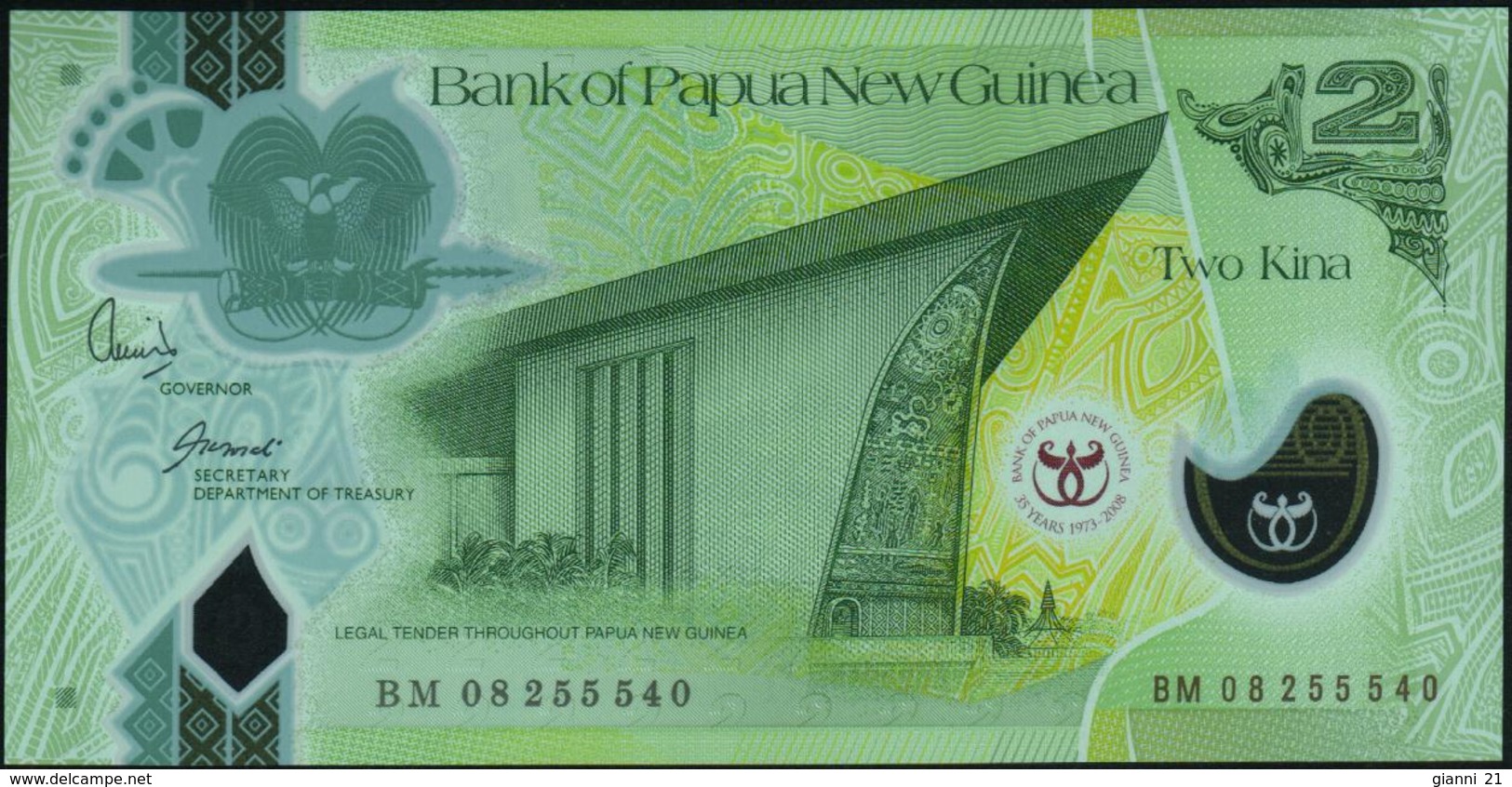 PAPUA NEW GUINEA - 2 Kina 2008 {35th Anniversary} {Polymer} UNC P.35 - Papoea-Nieuw-Guinea