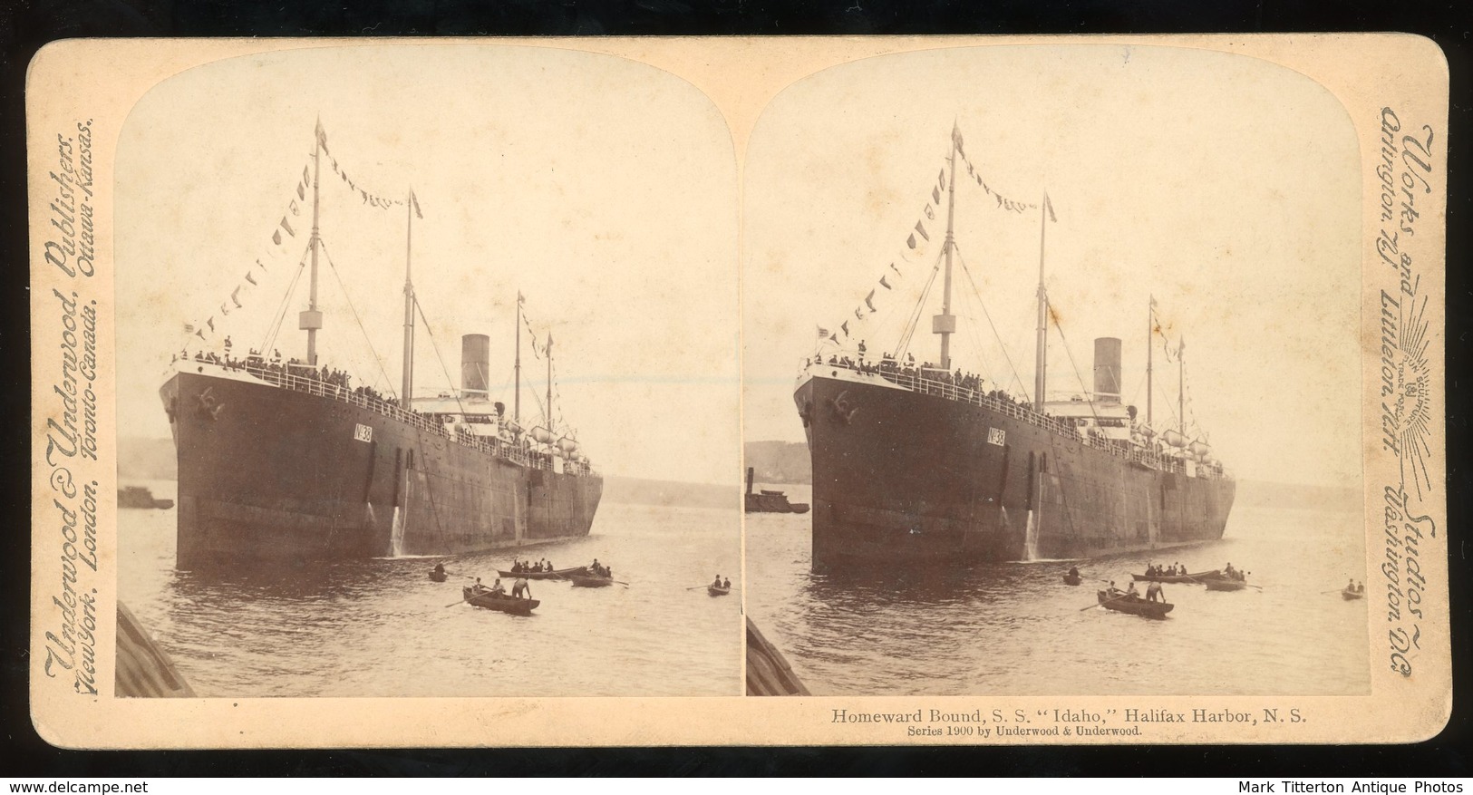 Stereoview - S.S. 'Idaho' Halifax Harbour CANADA - Visionneuses Stéréoscopiques