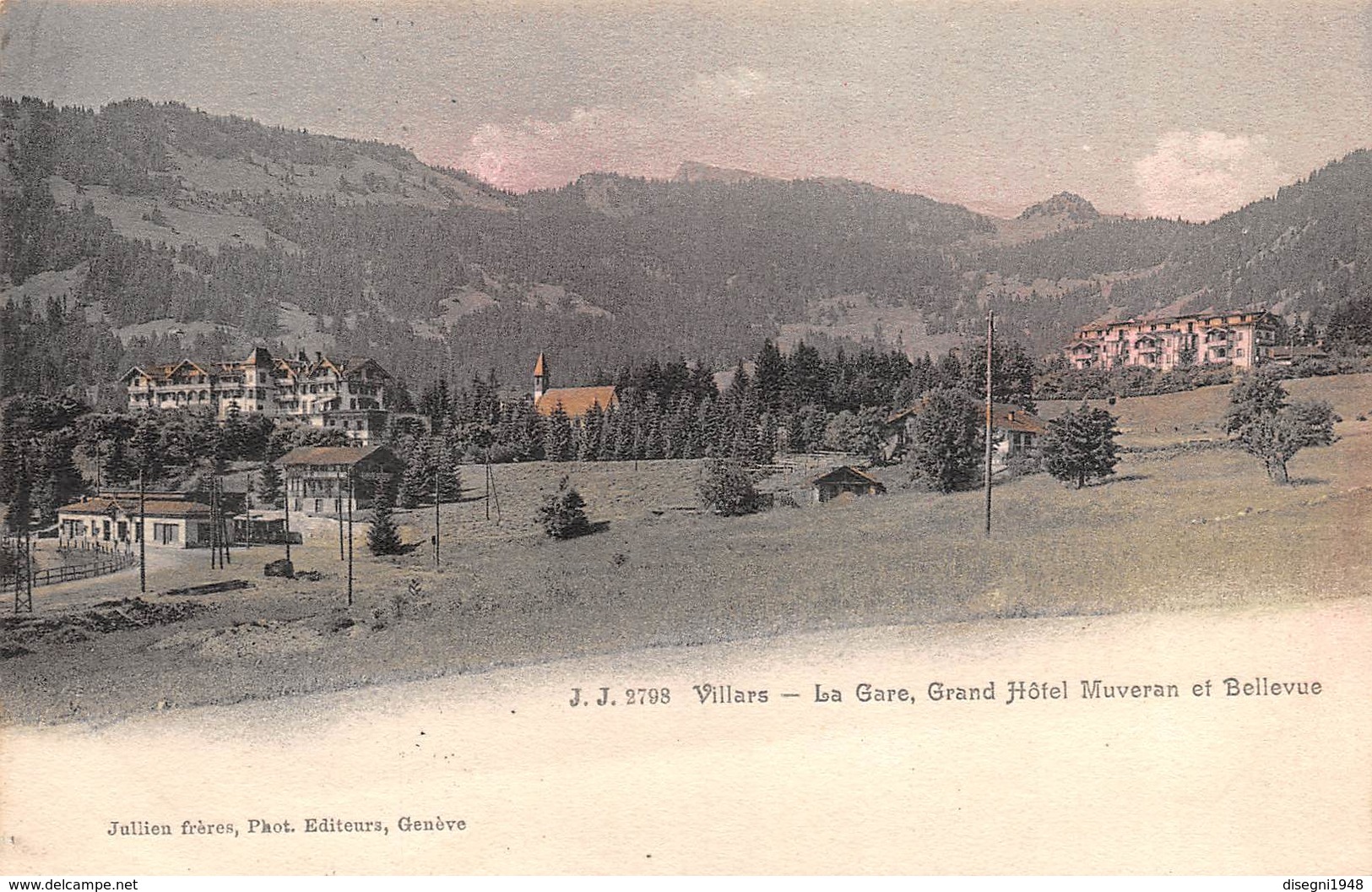 M08434 "VILLARS-LA GARE-GRAND HOTEL MUVERAN ET BELLEVUE " STAZIONE-CARTOLINA  ORIG. SPED. 1907 - Altri & Non Classificati