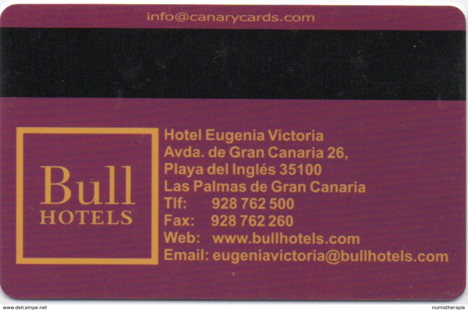 Carte Clé De Hôtel Espagne : Eugenia Victoria Hotel, Las Palmas De Gran Canaria - Cartes D'hotel