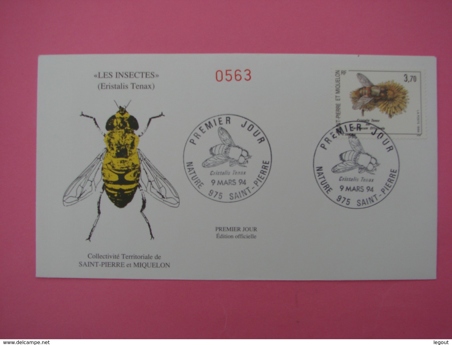 Enveloppe 1er Jour SPM/Saint Pierre Et Miquelon FDC N°563 - LES INSECTES - Oblitération 9.03.1994 - Lettres & Documents