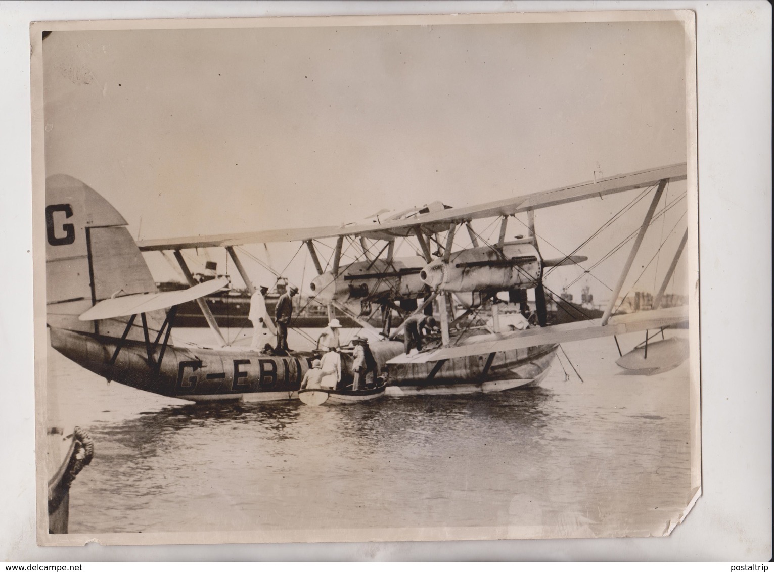 SIR ALAN Cobham's Arrival At Durban Port Captain Stevens Boat SINGAPORE AFRICA  25*20CM Fonds Victor FORBIN 1864-1947 - Aviación