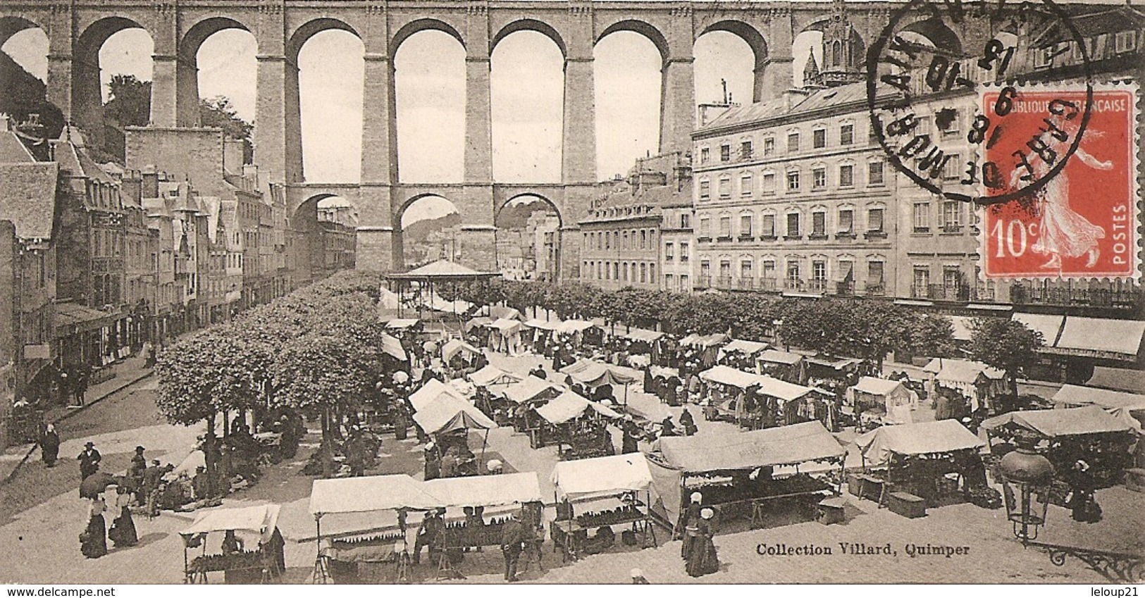 Morlaix Le Viaduc Et La Place Thiers Un Jour De Marché - Morlaix