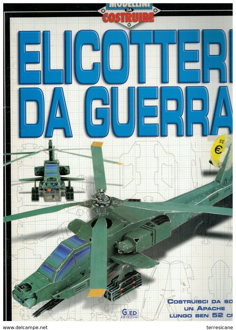 ELICOTTERI DA GUERRA APACHE LUNGhezza . 52 CM. MODELLINI DA COSTRUIRE CARTAMODELLO - Altri & Non Classificati