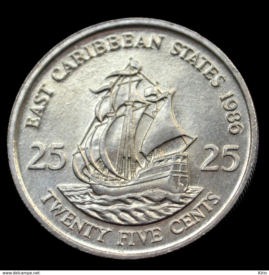 East Caribbean States 25 Cents 1986. Km14. South America Coin. UNC - Caraibi Orientali (Stati Dei)