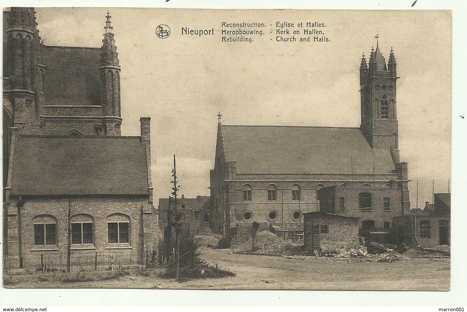 Nieuwpoort - Heropbouw Kerk En Hallen  ( 2 Scans) Verzonden - Nieuwpoort