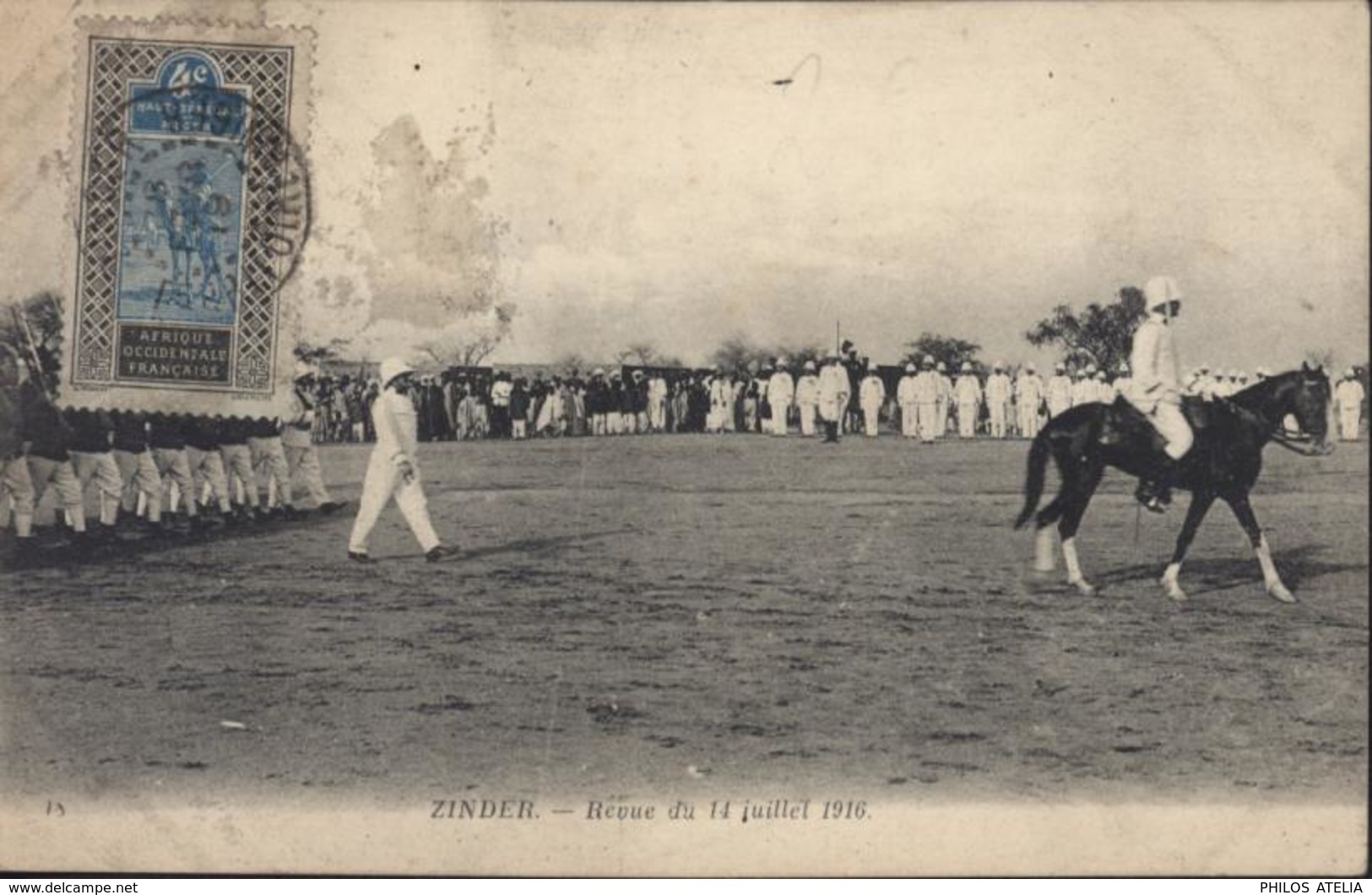 YT 20 AOF Haut Sénégal Niger CPA Zinder Revue Du 14 Juillet 1916 - Storia Postale