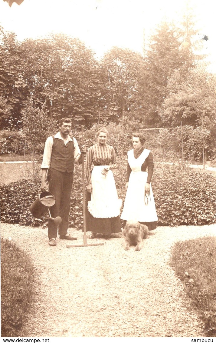 Gärtner Mit Hund In Parkanlage Garten Ca 1930 - Sonstige & Ohne Zuordnung