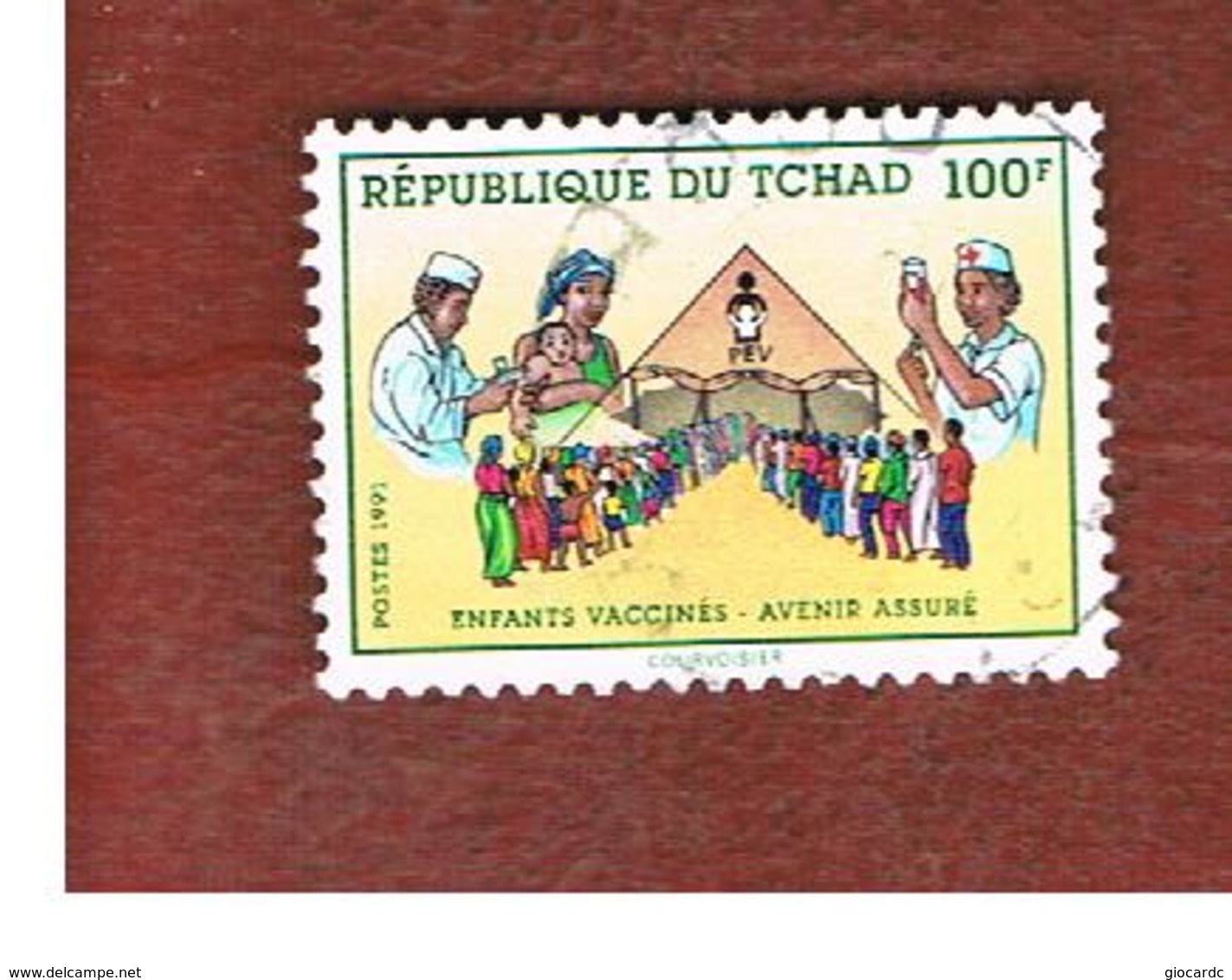 CIAD (CHAD) -  MI 1197  - 1991  CHILD VACCINATION  - USED ° - Ciad (1960-...)