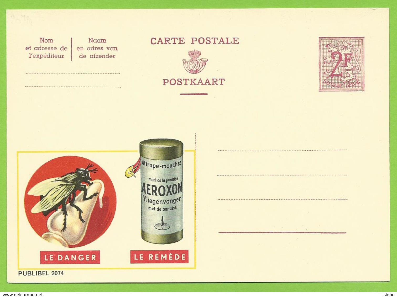 Publibel 2074 - 2Fr - Attrape Mouche Aeroxon + Repiqué Allemagne 1913 - Attrape Mouche Au Miel - Autres & Non Classés