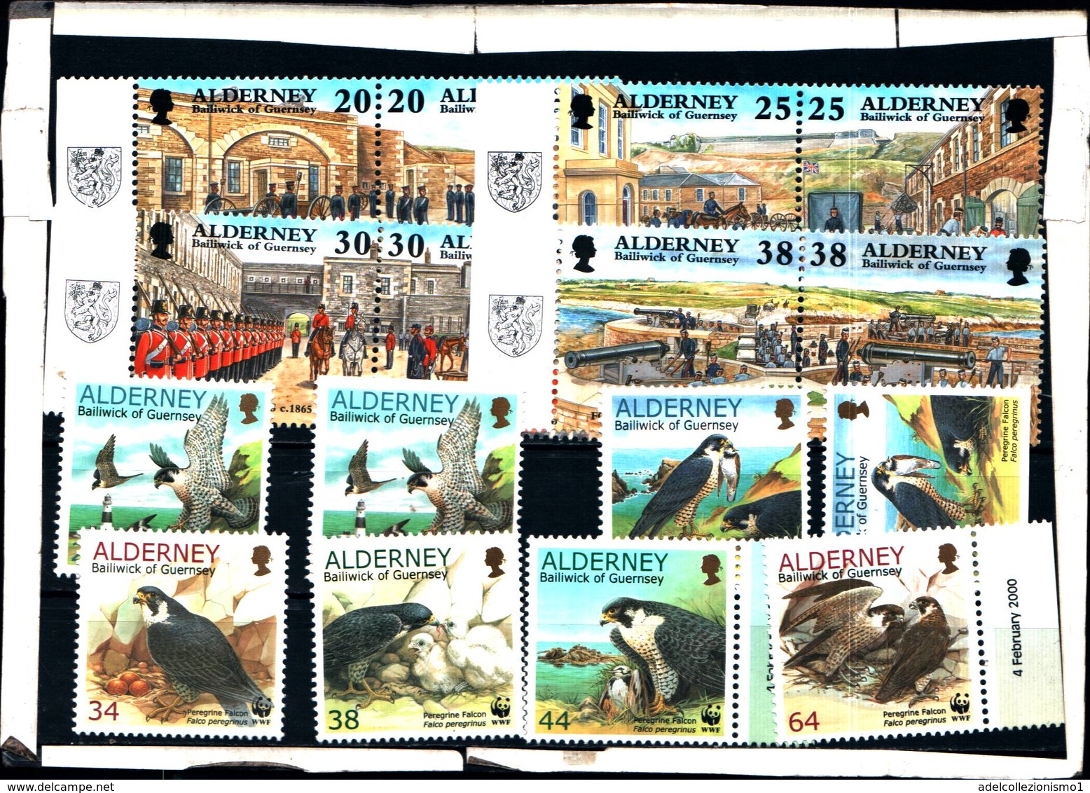 6452B) LOTTO DI FRANCOBOLLI DI  ALDERNEY-SERIE COMPLETE-MNH**-FALCO PELLEGRINO-SVILUPPO STORICO - Alderney