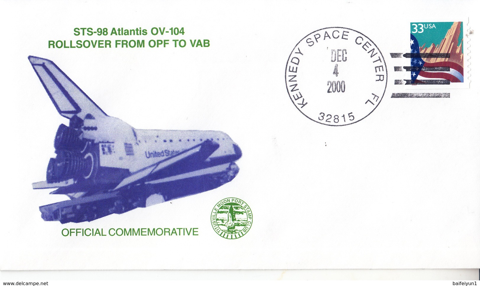 2000 USA  Space Shuttle Atlantis STS-98 Commemorative Cover - America Del Nord