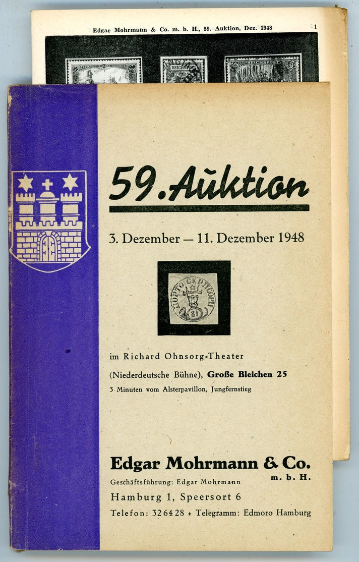 59. E. Mohrmann Auktion Hamburg 1948  - Früher Auktionskatalog - Auktionskataloge