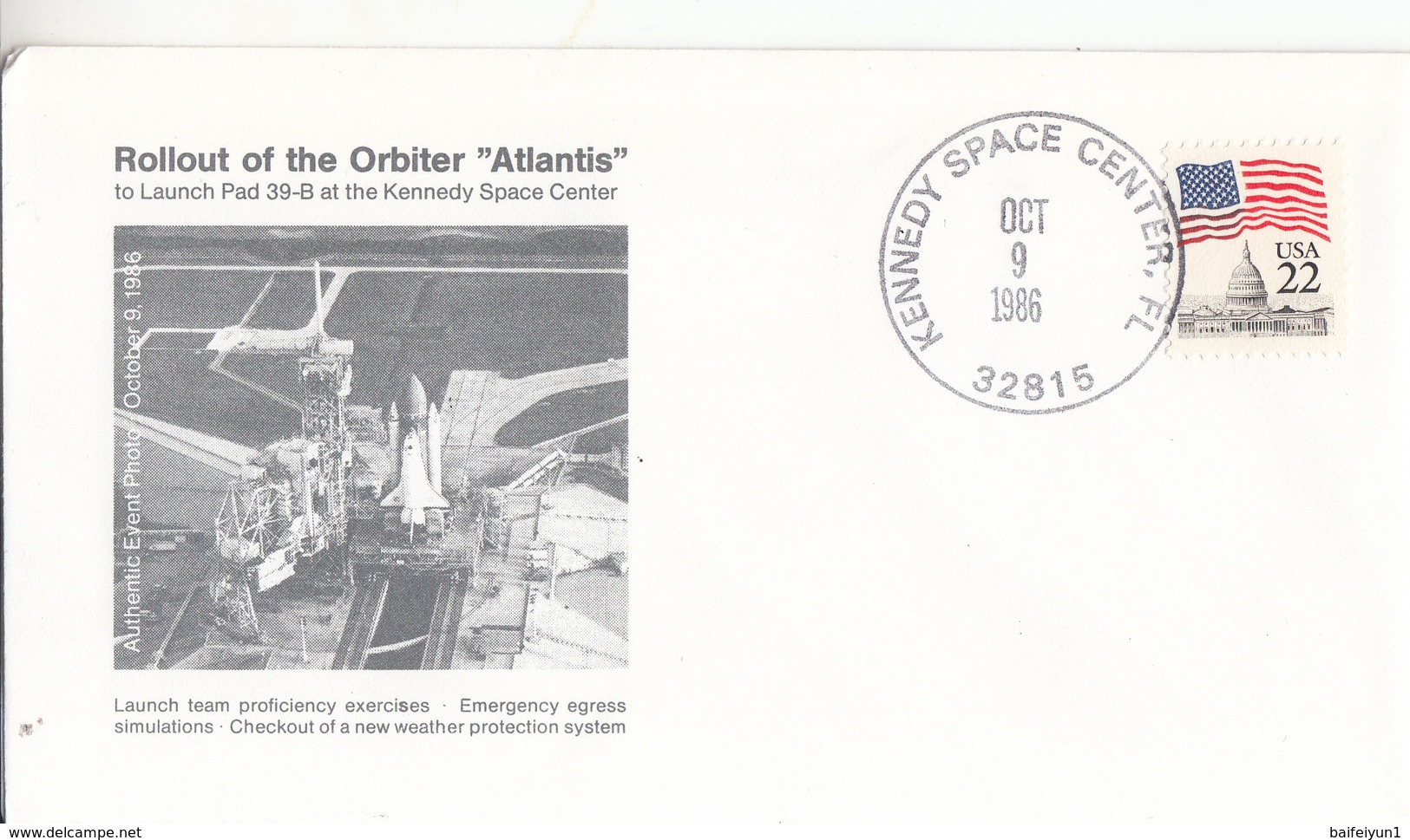 1986 USA  Rollout Of The Orbiter Atlantis To Launch Pad 39-b At The Kennedy Space Center Commemorative Cover - America Del Nord