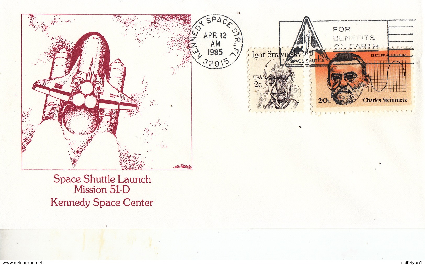 1985 USA  Space Shuttle Discovery STS-51D Commemorative Cover - North  America