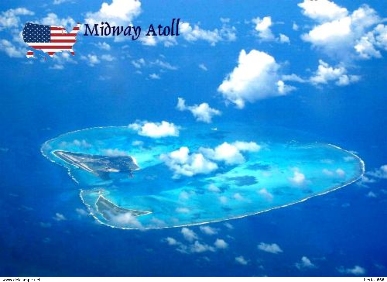 Midway Atoll Aerial View New Postcard - Midway