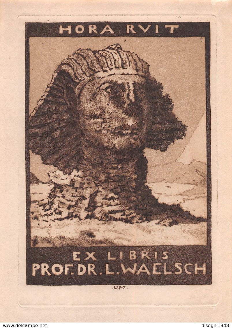 08447 "EX LIBRIS PROF. DR. L. WAELSCH - ....HORA RUIT...." ORIG. - Ex Libris