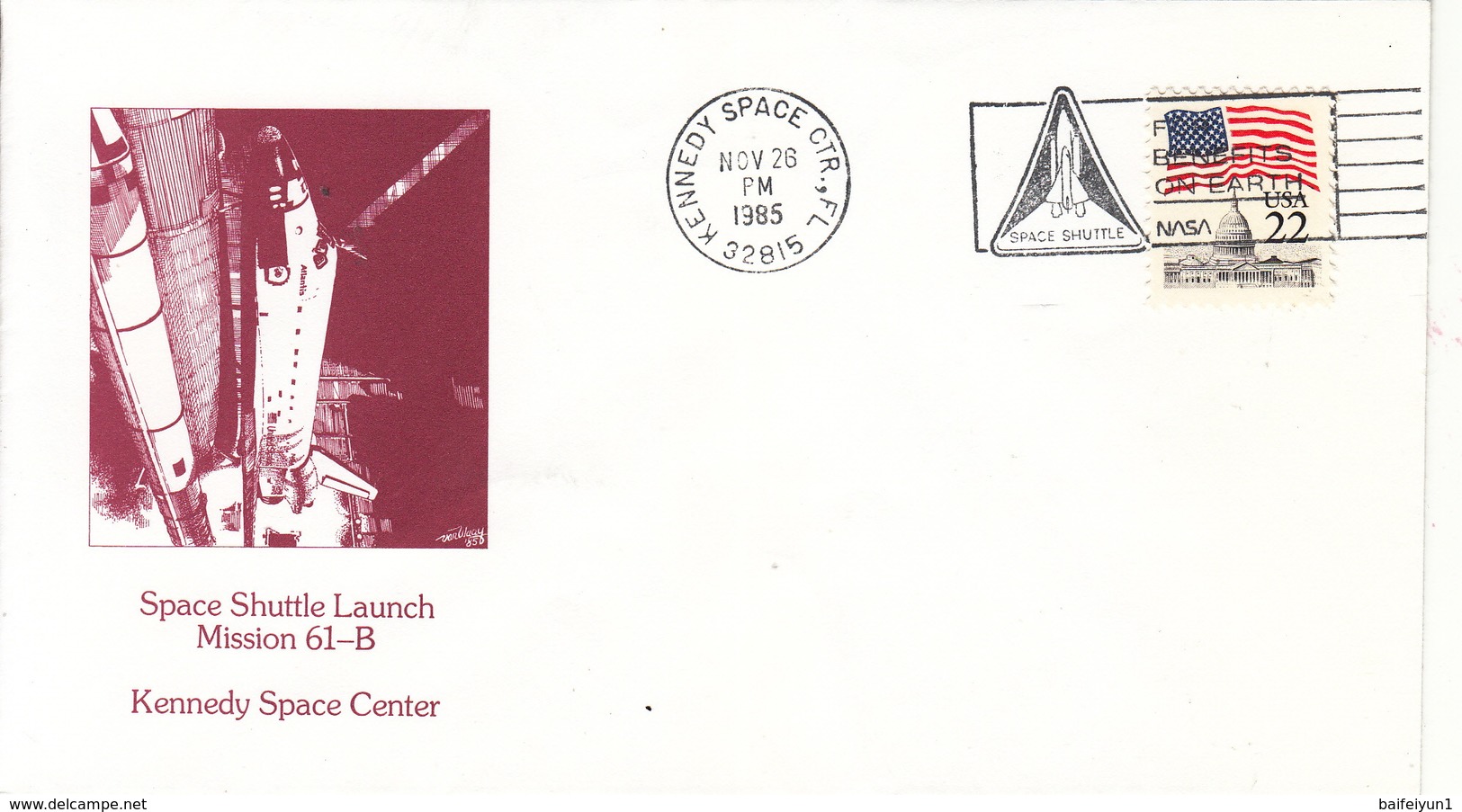 1985 USA  Space Shuttle Atlantis STS-61B Commemorative Cover - America Del Nord