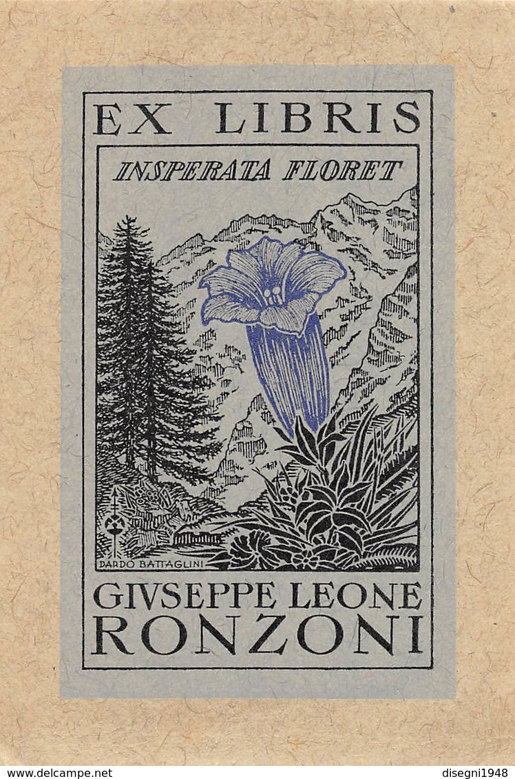 08448 "EX LIBRIS - GIUSEPPE LEONE RONZONI - ....INSPERATA FLORET...." ORIG. - Ex Libris