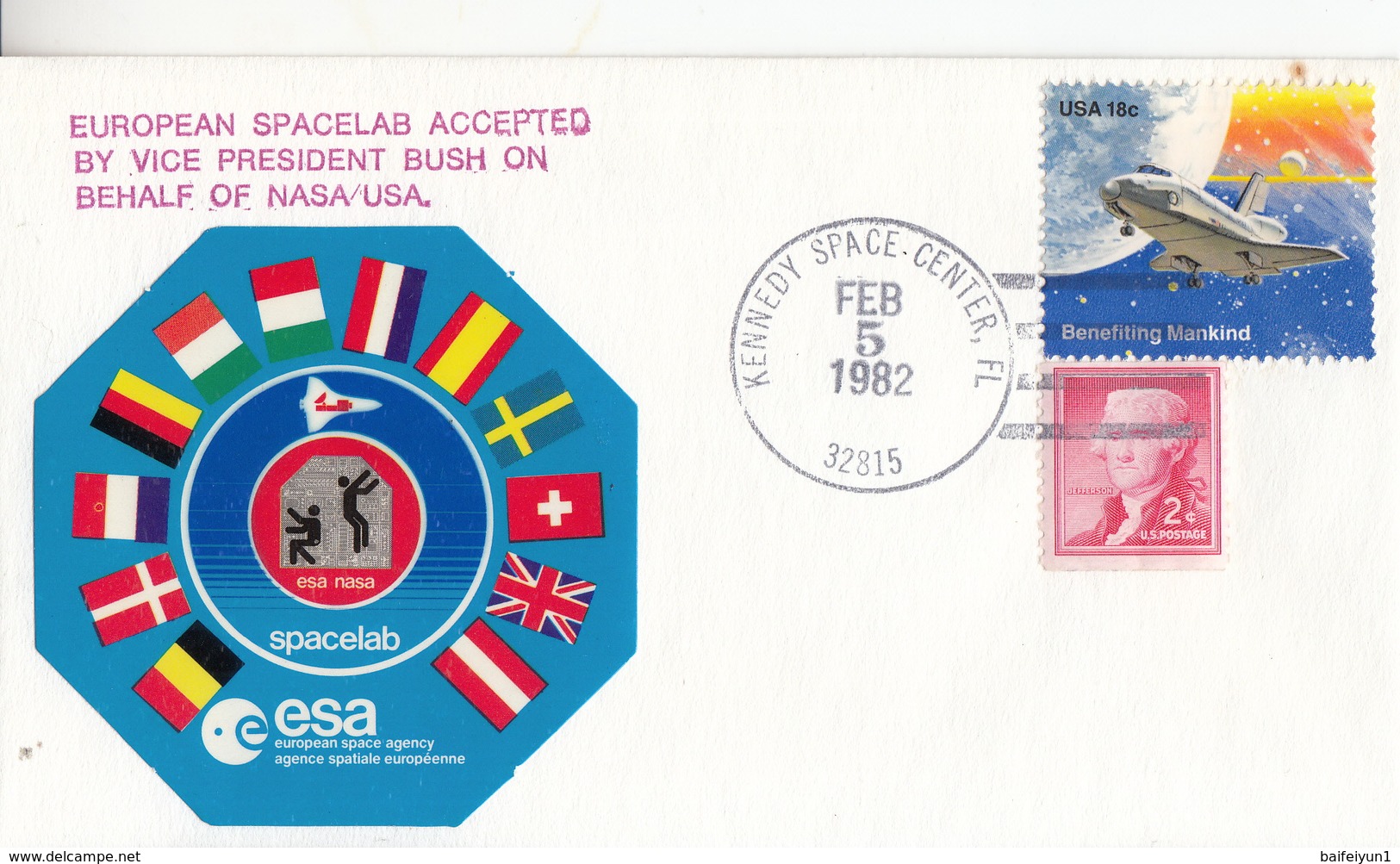 1982 USA  Euroean Spacelab Accepted By Vice President Bush On Behalf Of NASA Commemorative Cover - America Del Nord