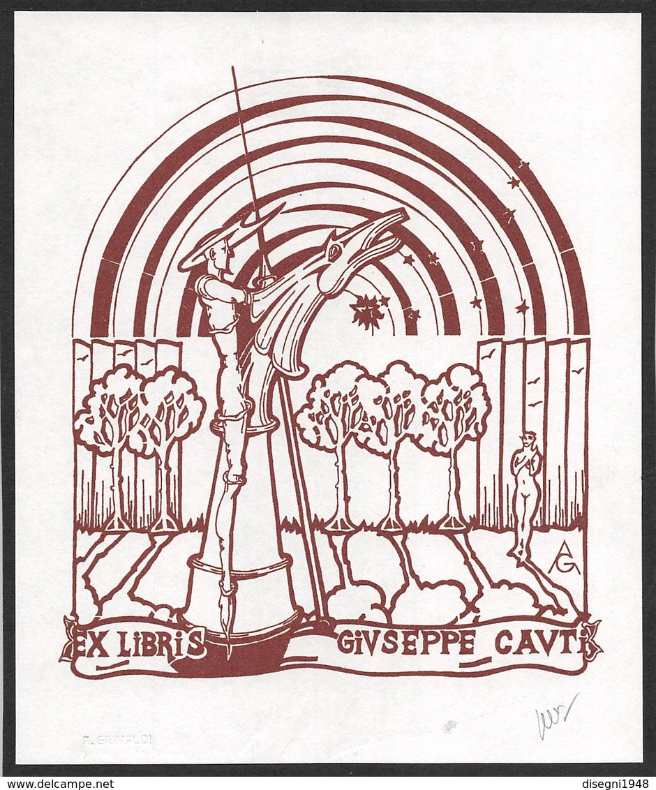 08452  "EX LIBRIS - GIUSEPPE CAUTI" ORIG. - Ex Libris