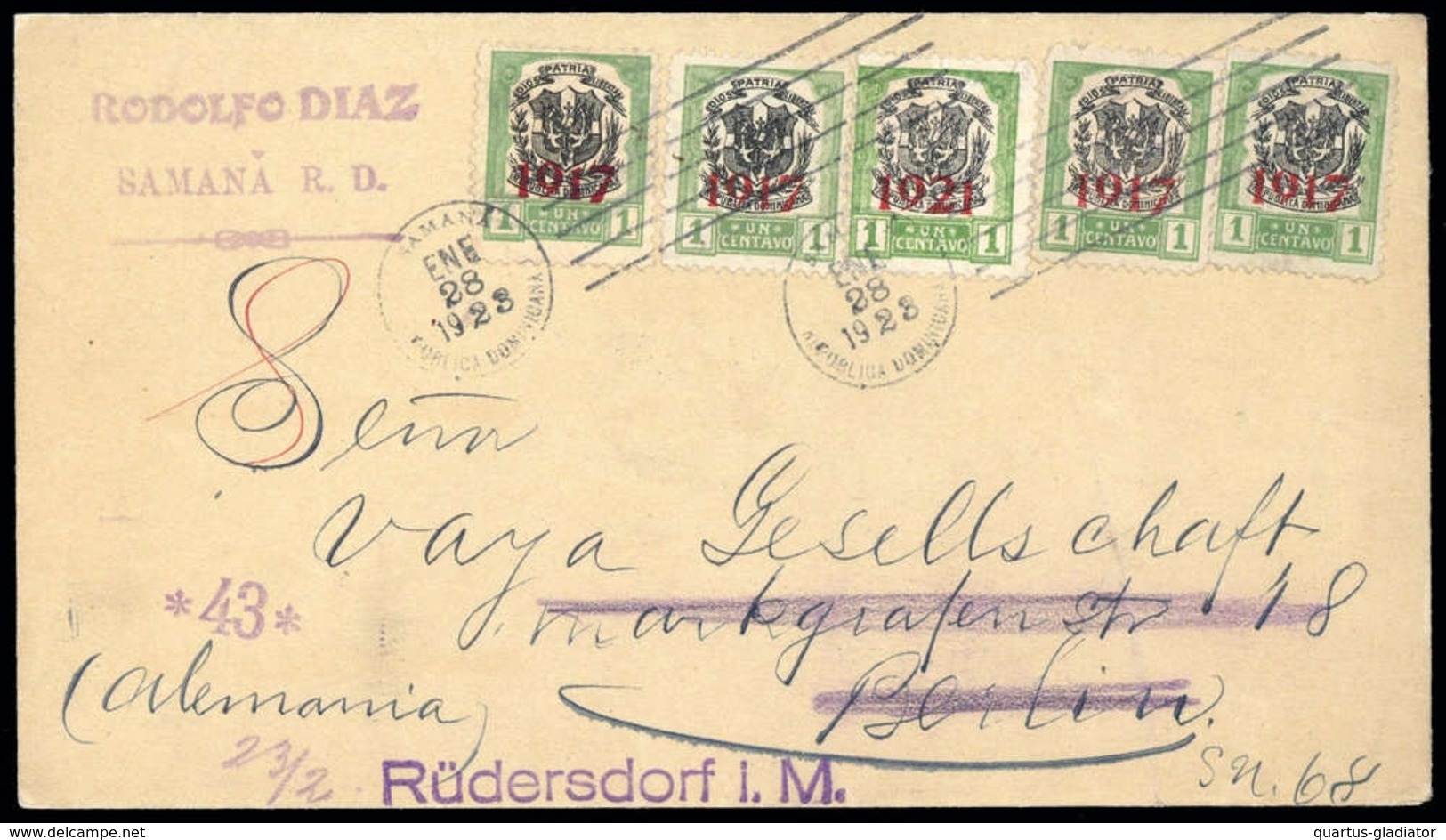 1917, Dominikanische Republik, 182, 194, Brief - Dominikanische Rep.