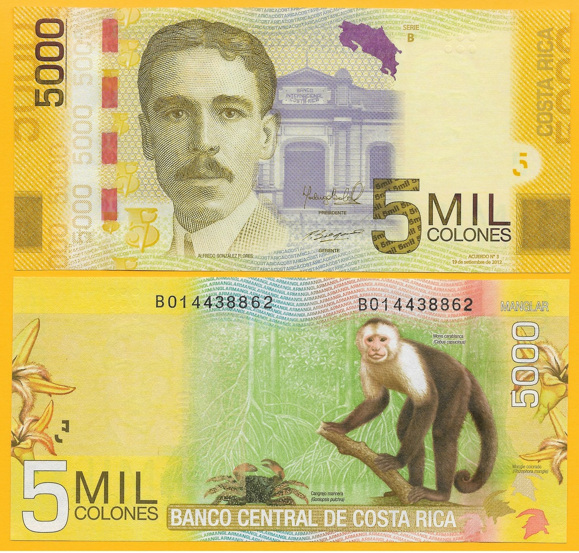 Costa Rica 5000 Colones P-276b 2012 (Serie B) UNC - Costa Rica