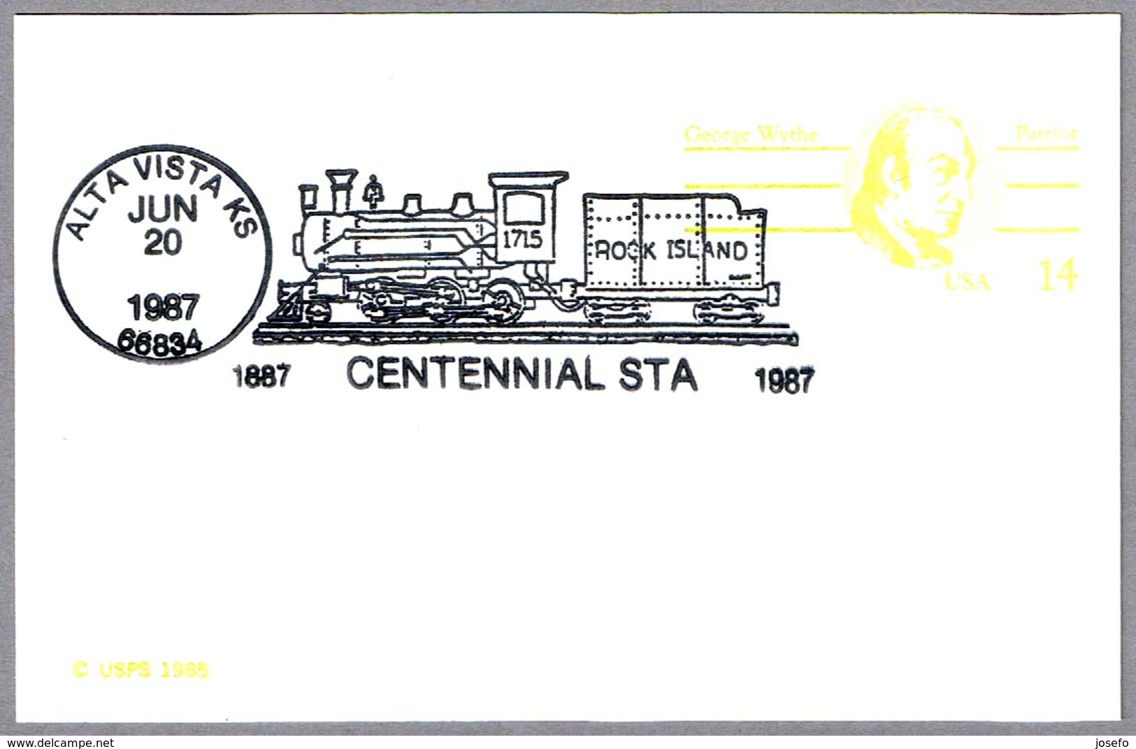 100 Años De Alta Vista KS - ROCK ISLAND RAILROAD. Alta Vista KS 1987 - Trenes