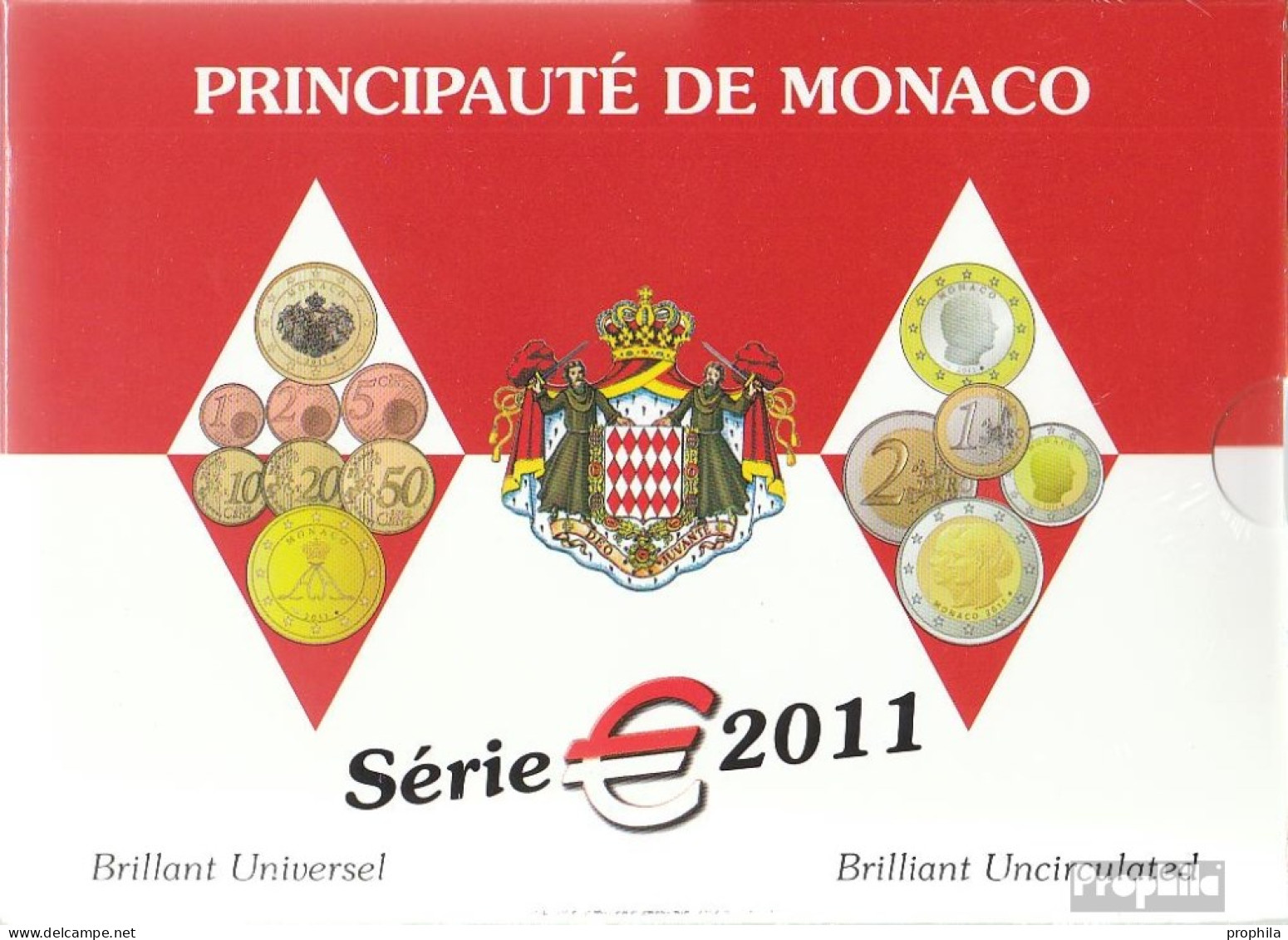 Monaco 2011 Stgl./unzirkuliert Amtlicher Kursmünzensatz Stgl./unzirkuliert 2011 EURO-Folder - Monaco