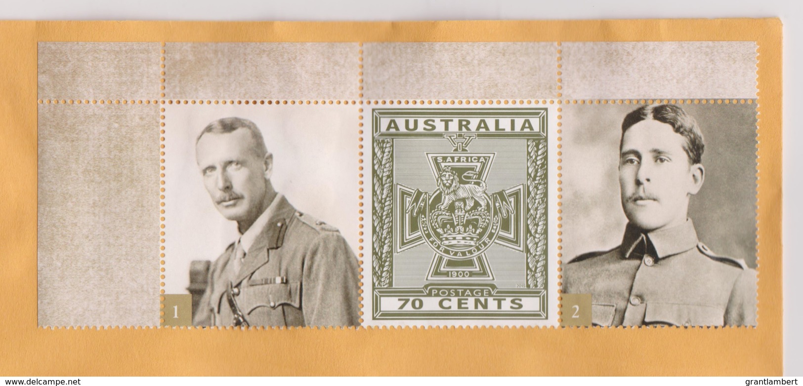 Australia 2015 Victoria Cross Winners 1 John Bisdee & 2 Guy Wylly 2nd Boer War On Domestic Letter Unpostmarked - Lettres & Documents