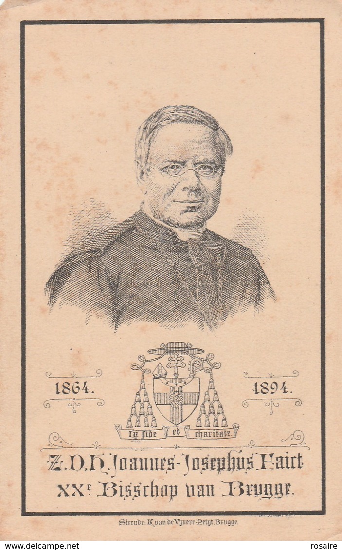 Joannes Josephus Faict-leffinghe -bisschop 1894 - Devotion Images