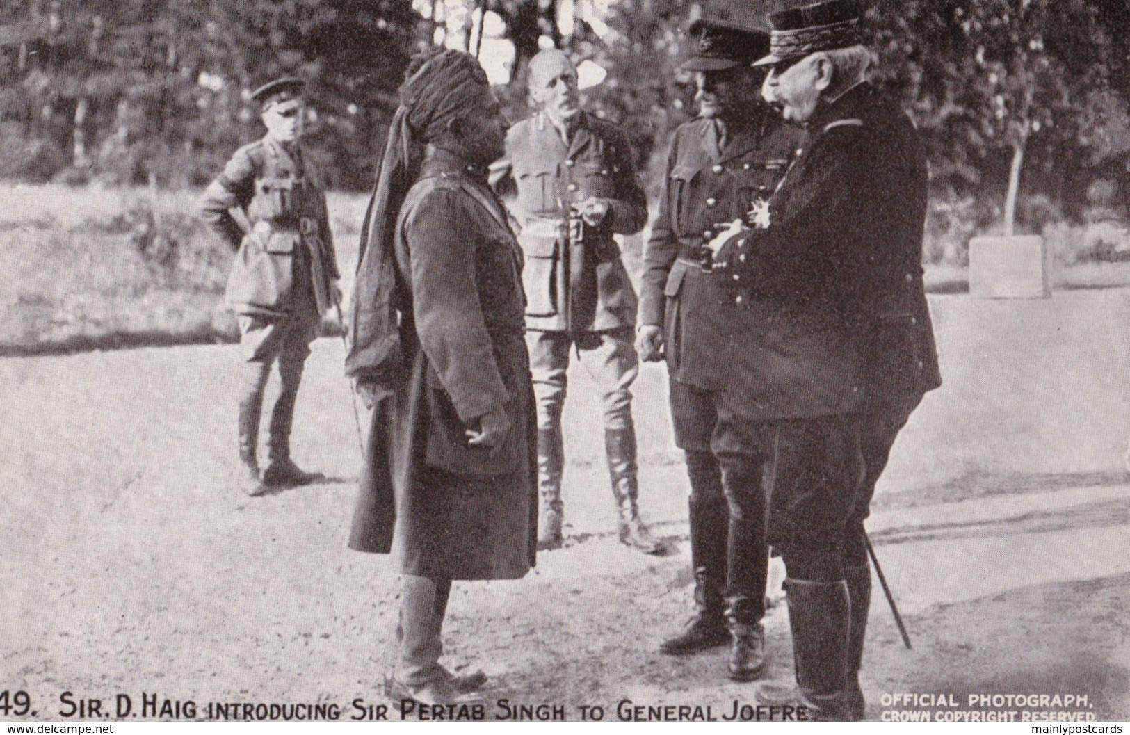AQ54 Military - Daily Mail Battle Pictures 49 - Sir Haig Introducing Pertab Singh To General Joffre - War 1914-18