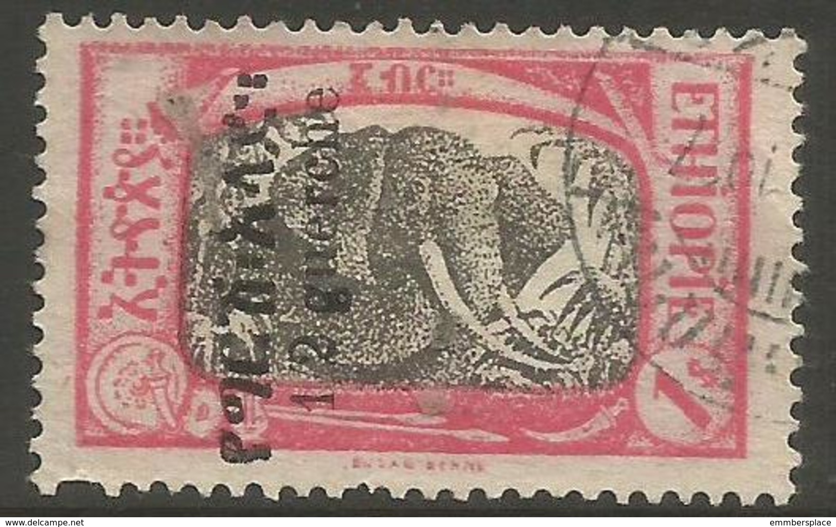 Ethiopia - 1926 Surcharge Elephant 1/2g/1s Used    Sc 143 - Ethiopia