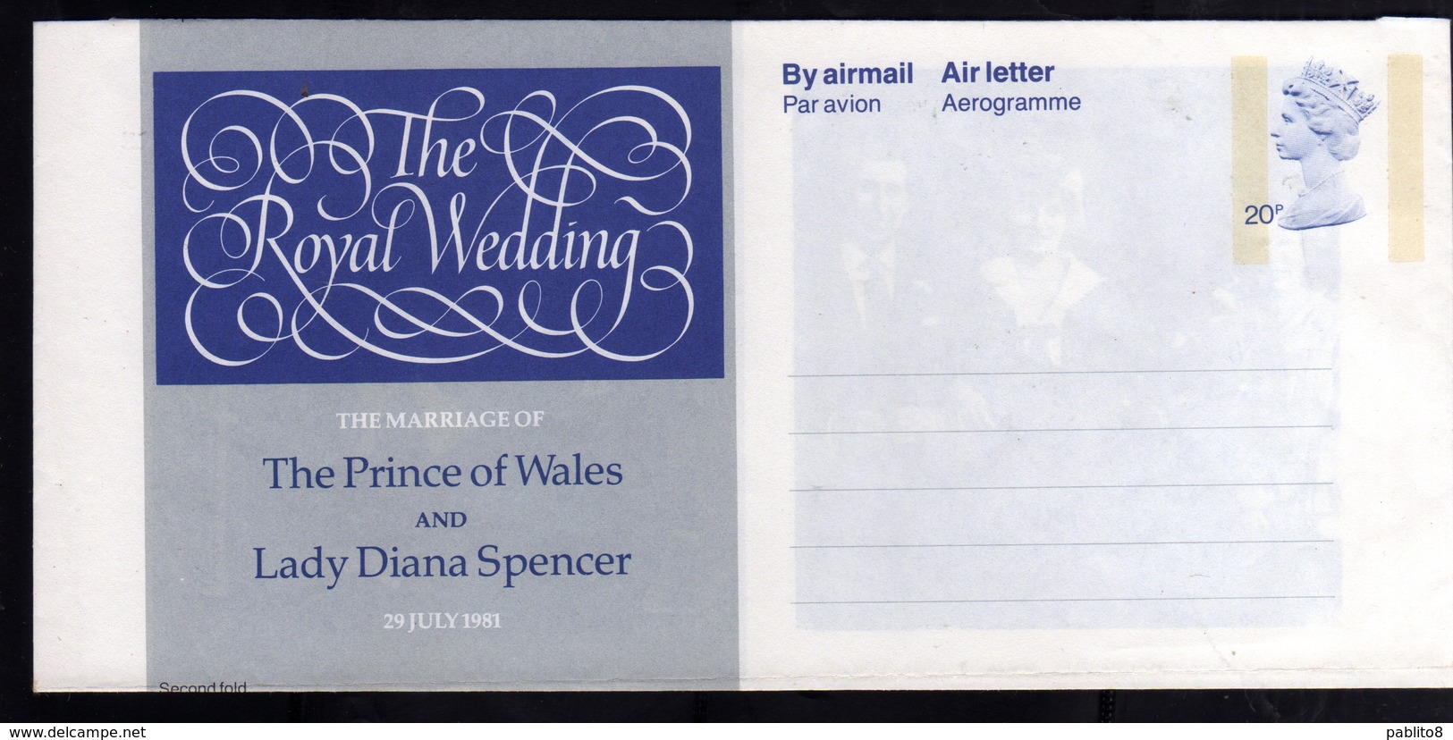 GREAT BRITAIN GRAN BRETAGNA 1981 ROYAL WEDDING AEROGRAMME AEROGRAM AIR LETTER UNUSED NUOVO - Interi Postali