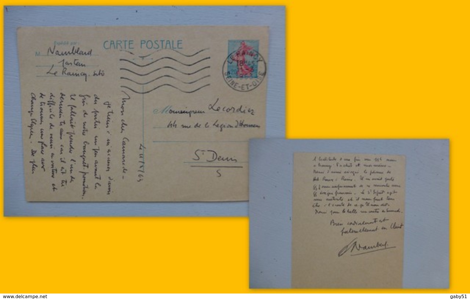 Entier Postal Marianne 1963, Le Raincy, Autographe Pasteur Namblard, Ref 440; PAP05 - Kartenbriefe