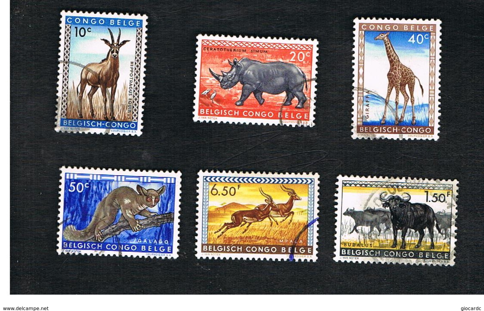 CONGO BELGA (BELGIAN CONGO) - SG 339.348  - 1959  ANIMALS   - USED ° - Usati