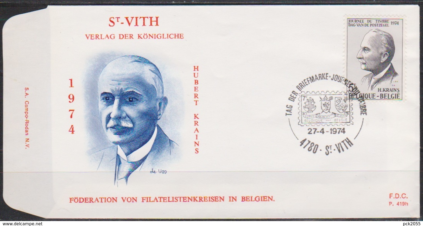 Belgien FDC 1974 Nr. 1765 Tag Der Briefmarke ( D 624) Günstige Versandkosten - 1971-1980