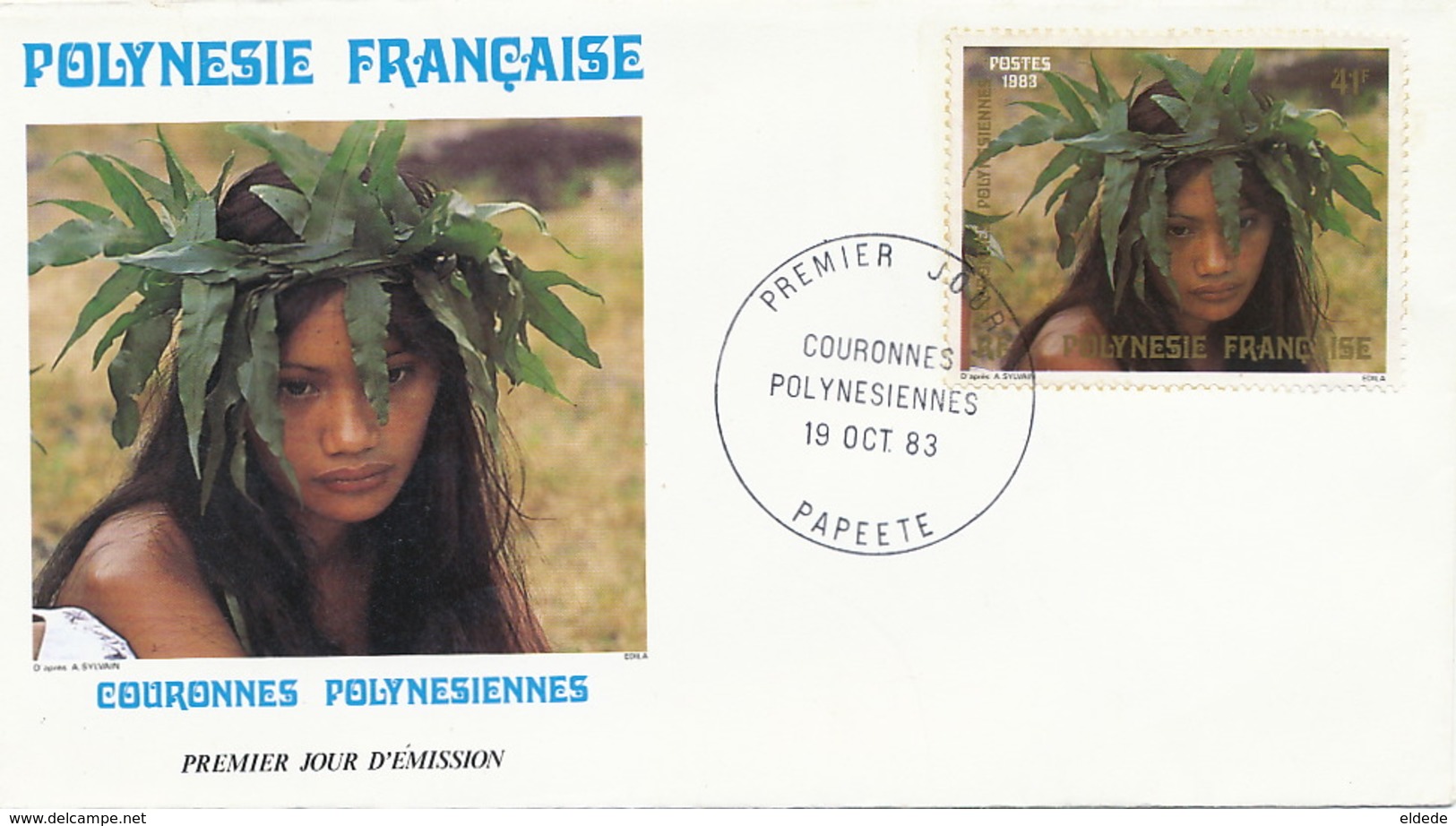 First Day Cover Tahiti Papeete 1983  Couronnes  Polynesiennes  Jeune Fille Vahiné - Polynésie Française