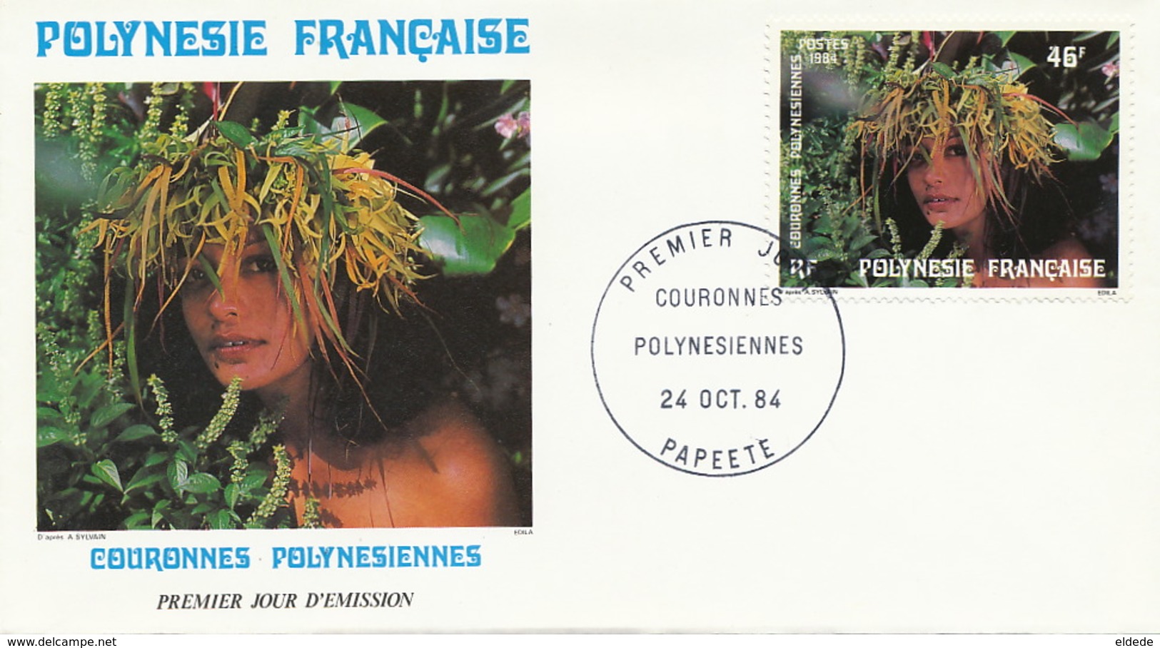 First Day Cover Tahiti Papeete 1983  Couronnes  Polynesiennes  Jeune Fille Vahiné - Polinesia Francesa