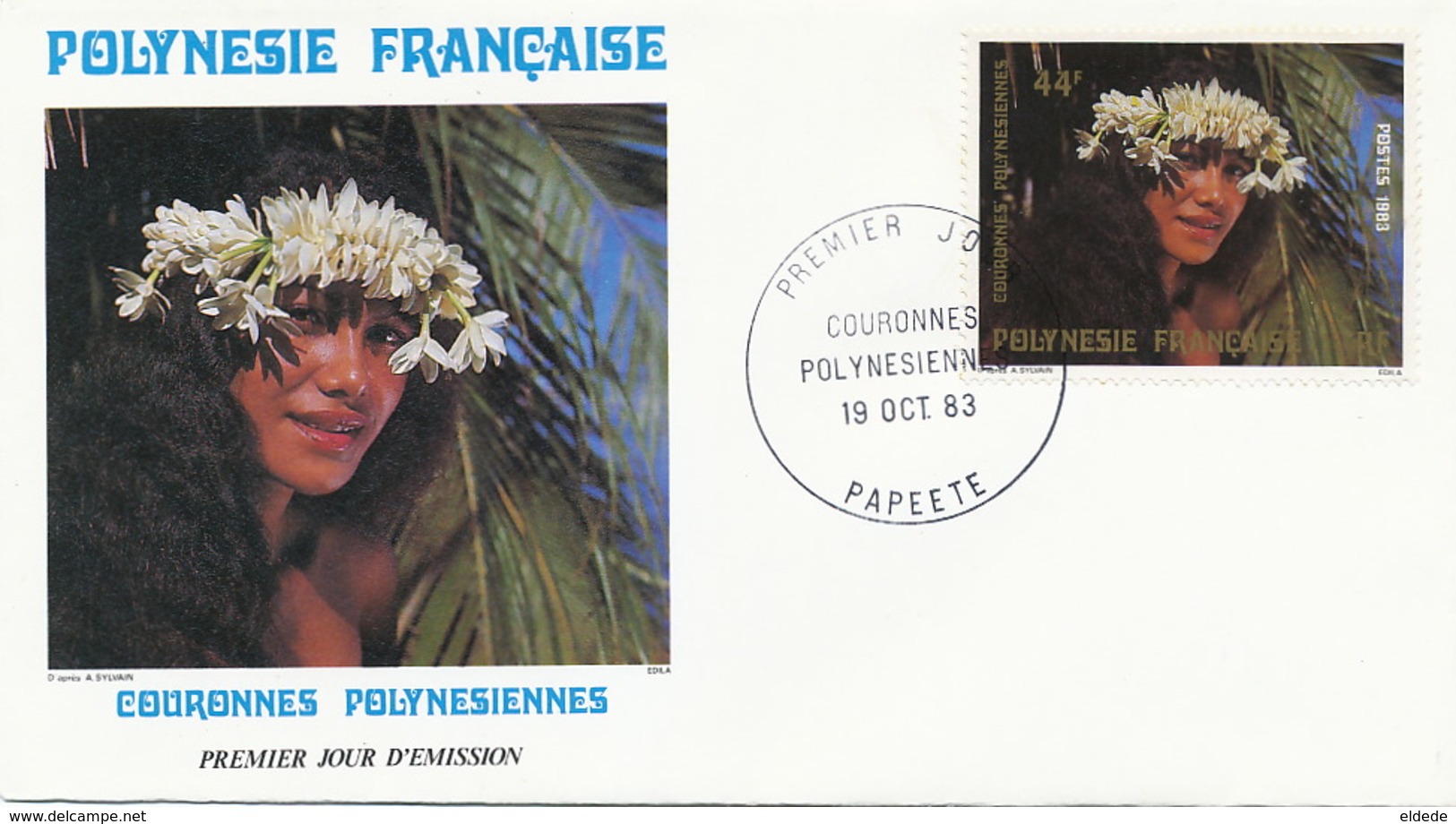 First Day Cover Tahiti Papeete 1983  Couronnes  Polynesiennes  Jeune Fille Vahiné - Frans-Polynesië