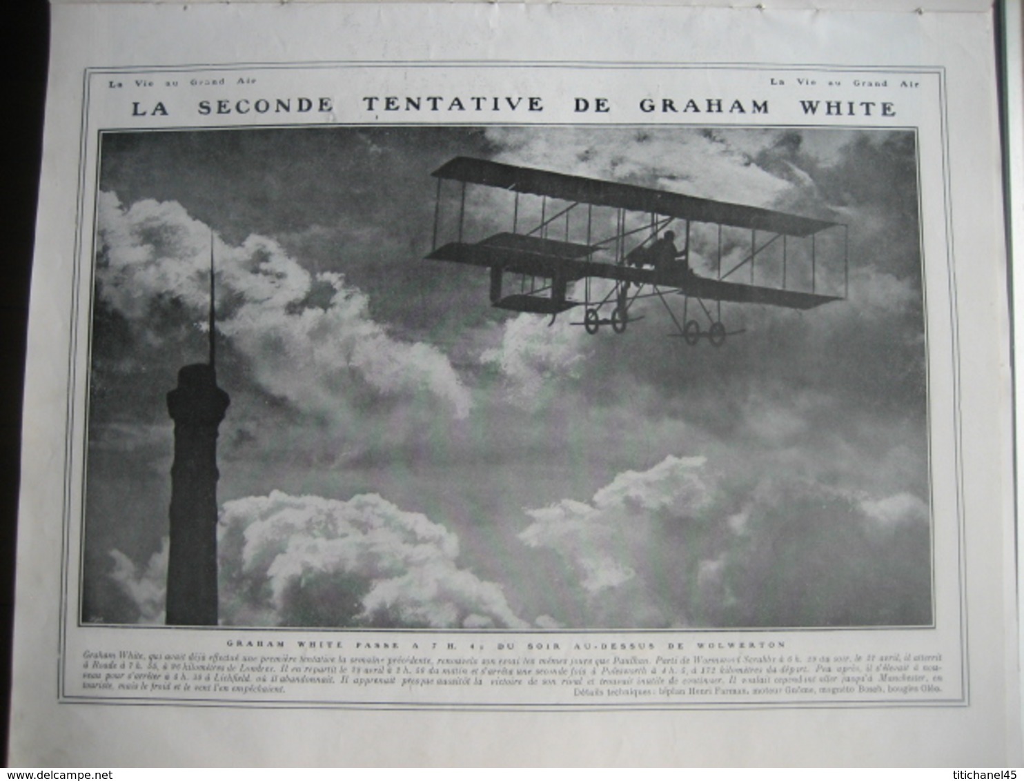 1910 AVIATION :Louis PAULHAN - Graham WHITE : LONDRES-MANCHESTER - Destruction du ZEPPELIN - Cyclisme : PARIS-BRUXELLES