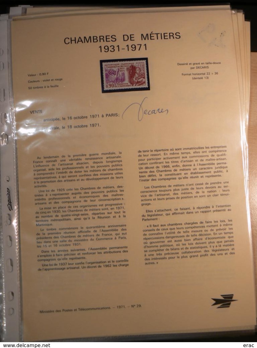 France - 70 Documents De La Poste Signés Par Graveurs, Dessinateurs (Béquet, Pheulpin, Bétemps, Gandon, Combet Etc) - Documents De La Poste